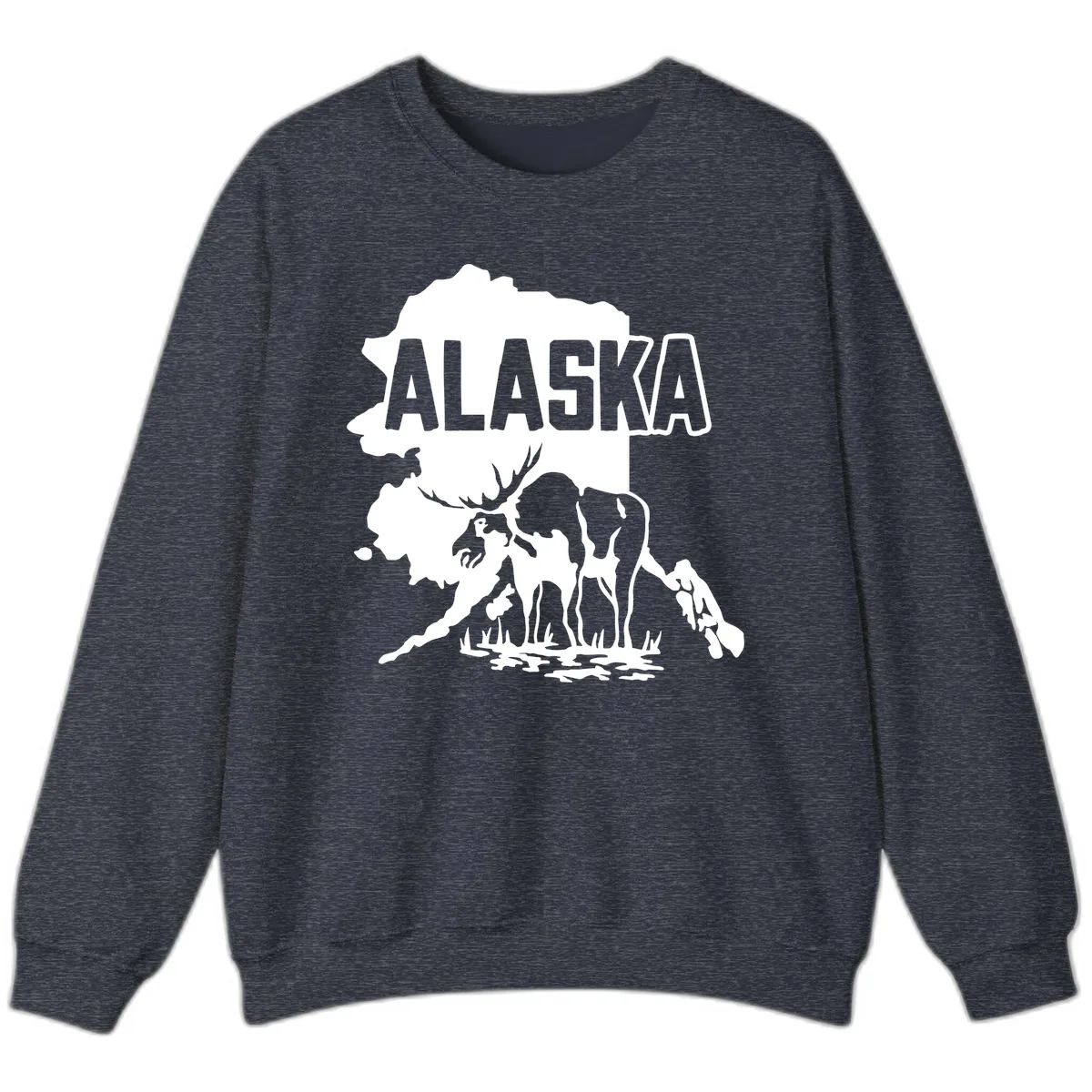 Alaska Wildlife & Map Adventure Sweatshirt in Heather Sport Dark Navy