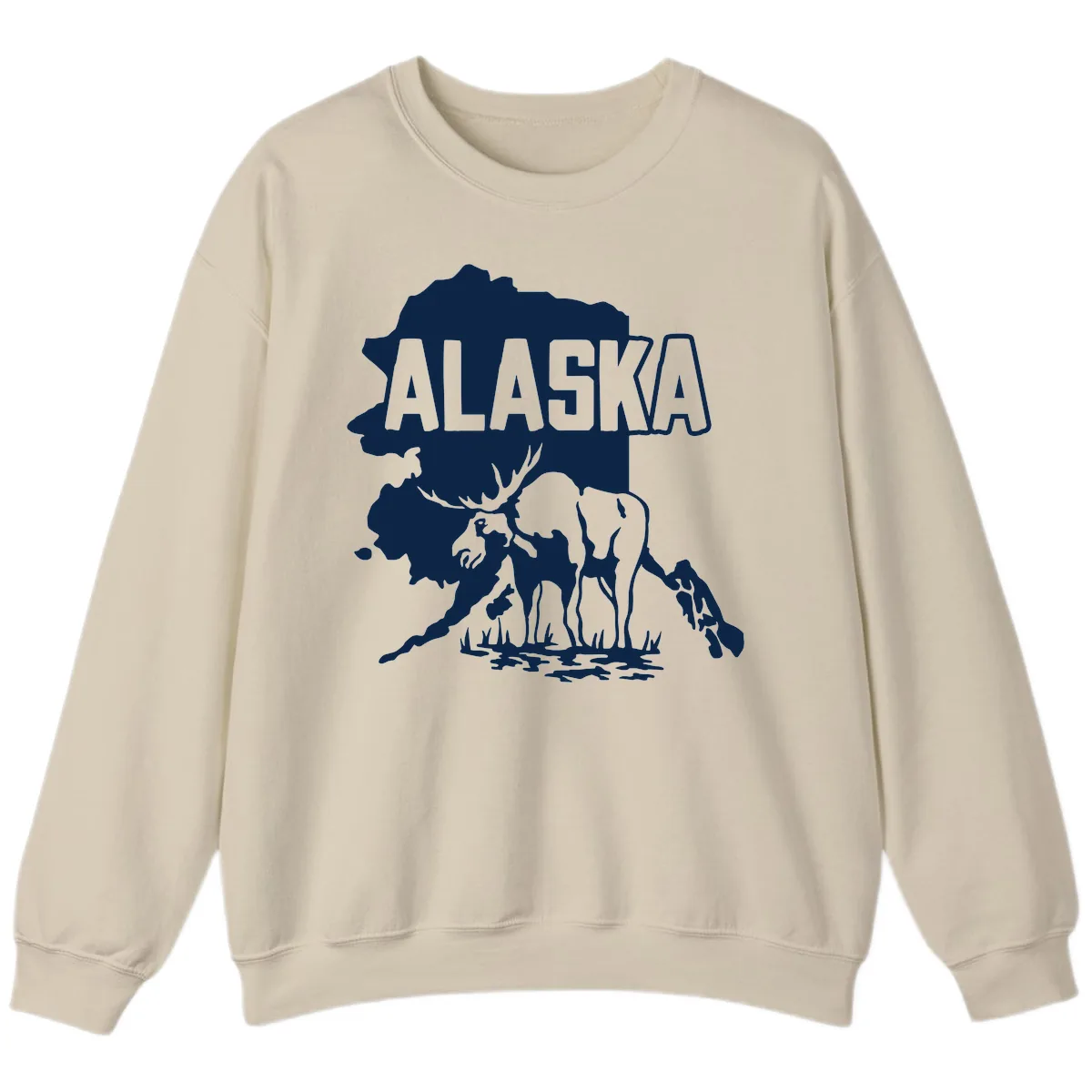 Alaska Wildlife & Map Adventure Sweatshirt in Sand