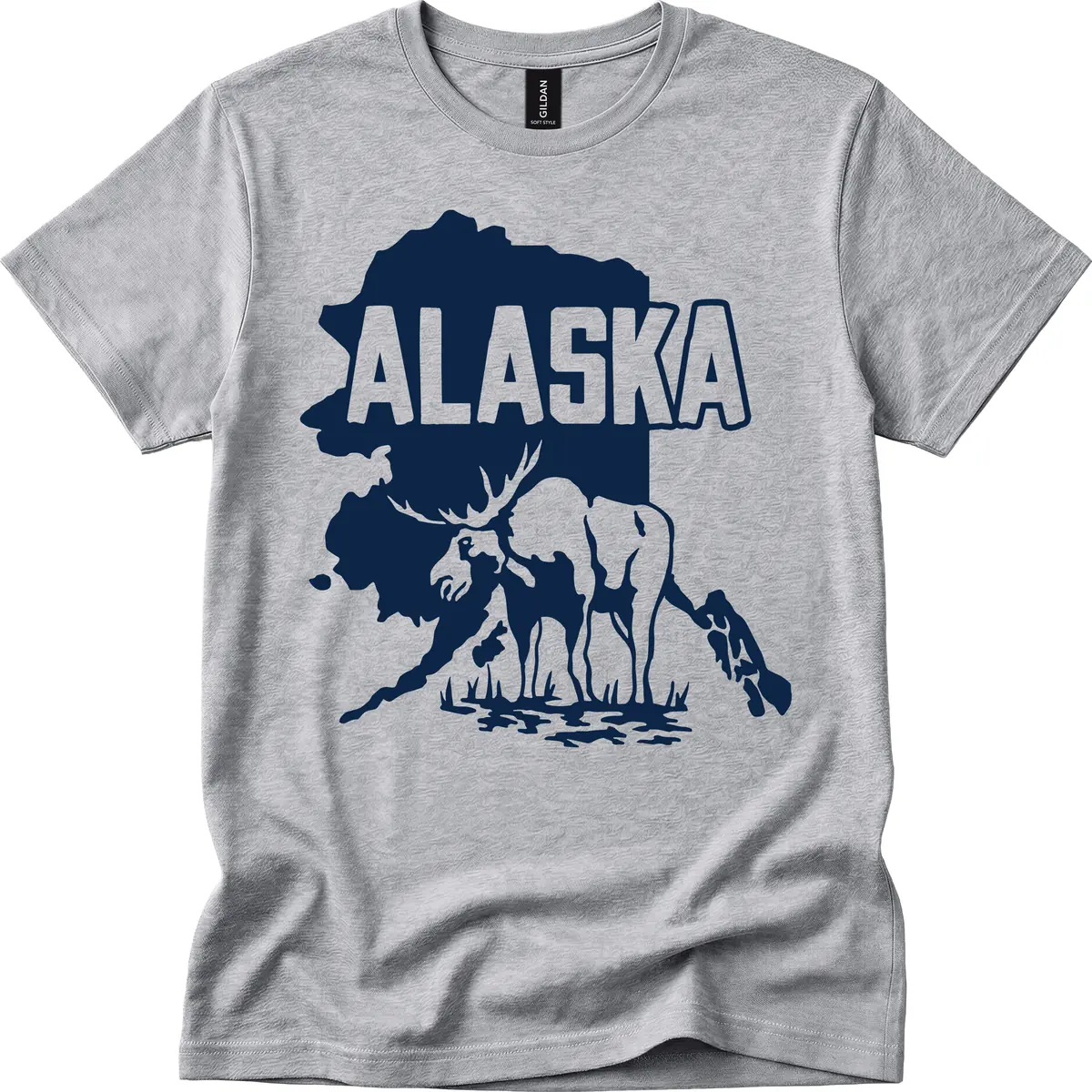 Alaska Wildlife & Map Adventure T-Shirt in Sport Grey
