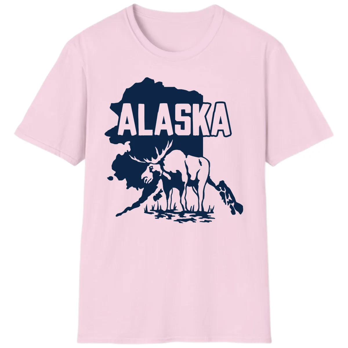 Alaska Wildlife & Map Adventure T-Shirt in Light Pink