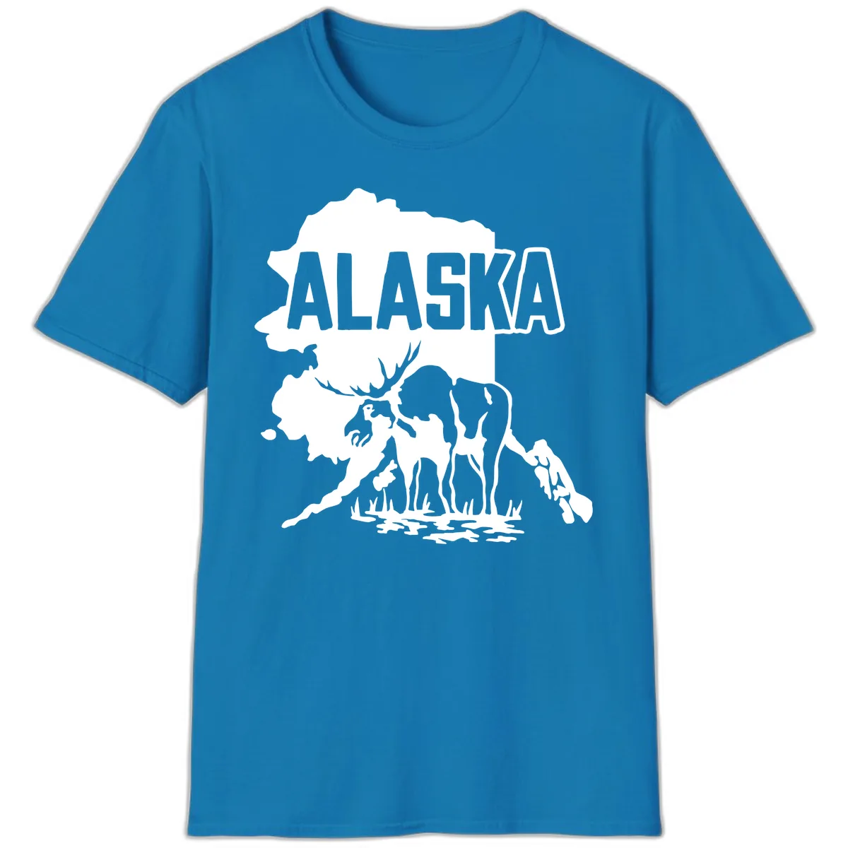 Alaska Wildlife & Map Adventure T-Shirt in Sapphire