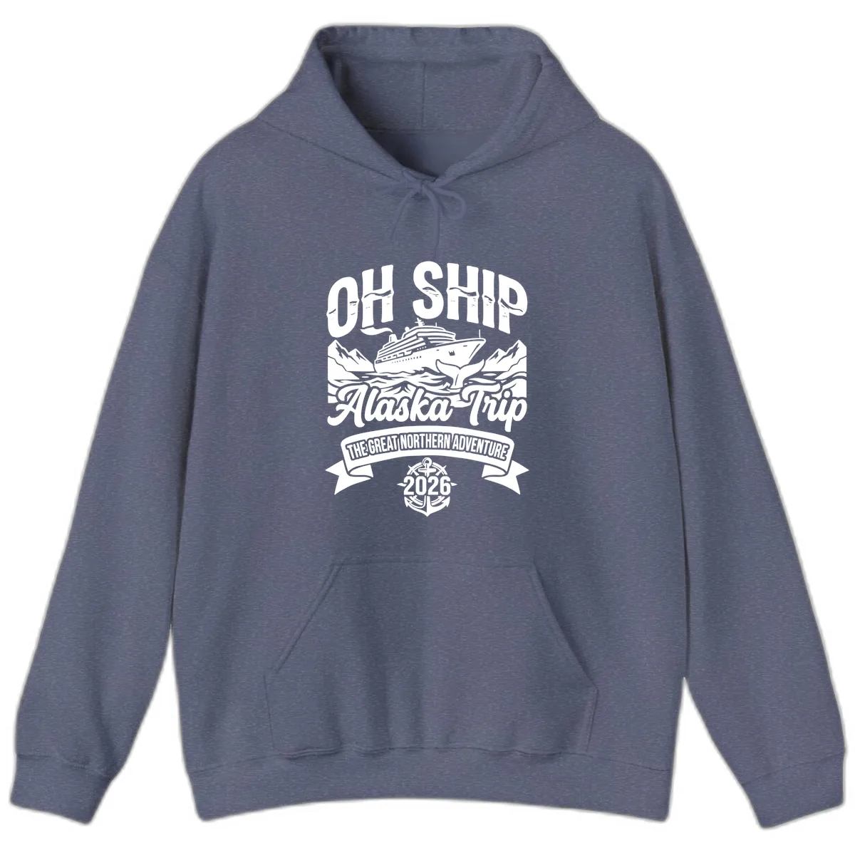 Off Ship Alaska Trip Cruise Adventure Hoodie in Heather Navy