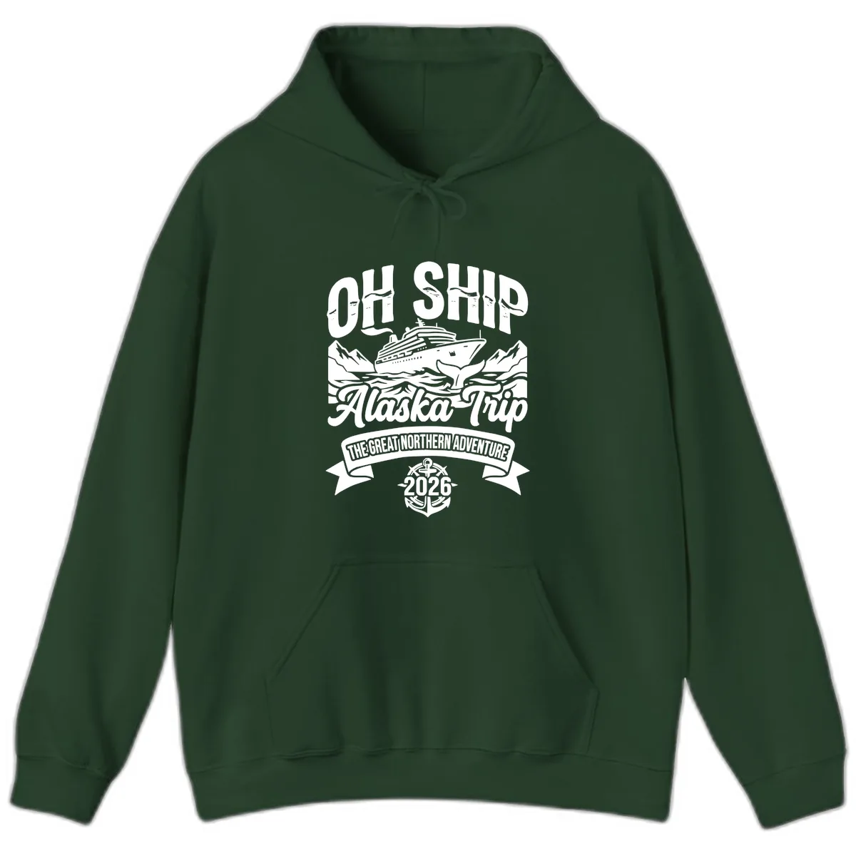 Off Ship Alaska Trip Cruise Adventure Hoodie in Forest Green