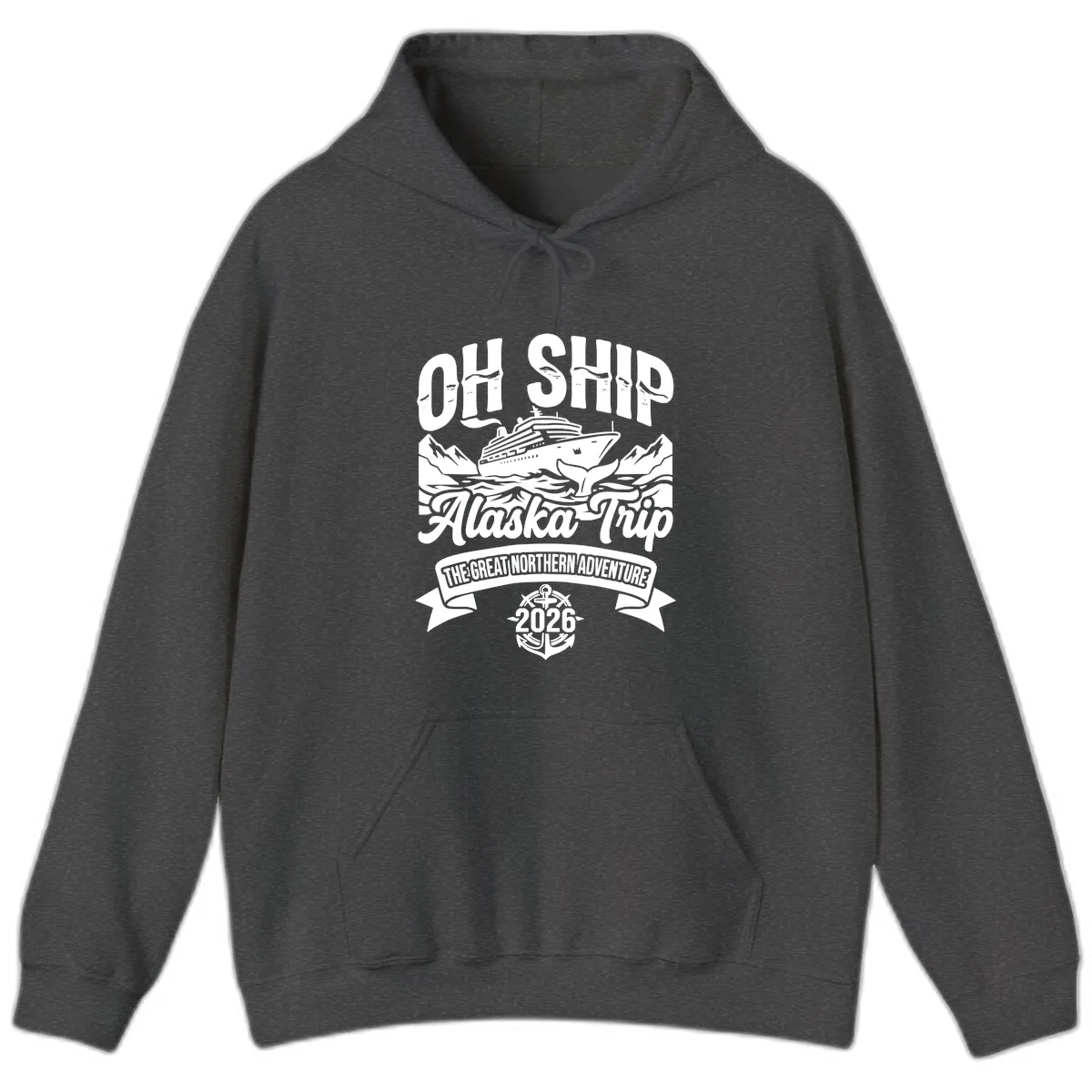 Off Ship Alaska Trip Cruise Adventure Hoodie in Dark Heather