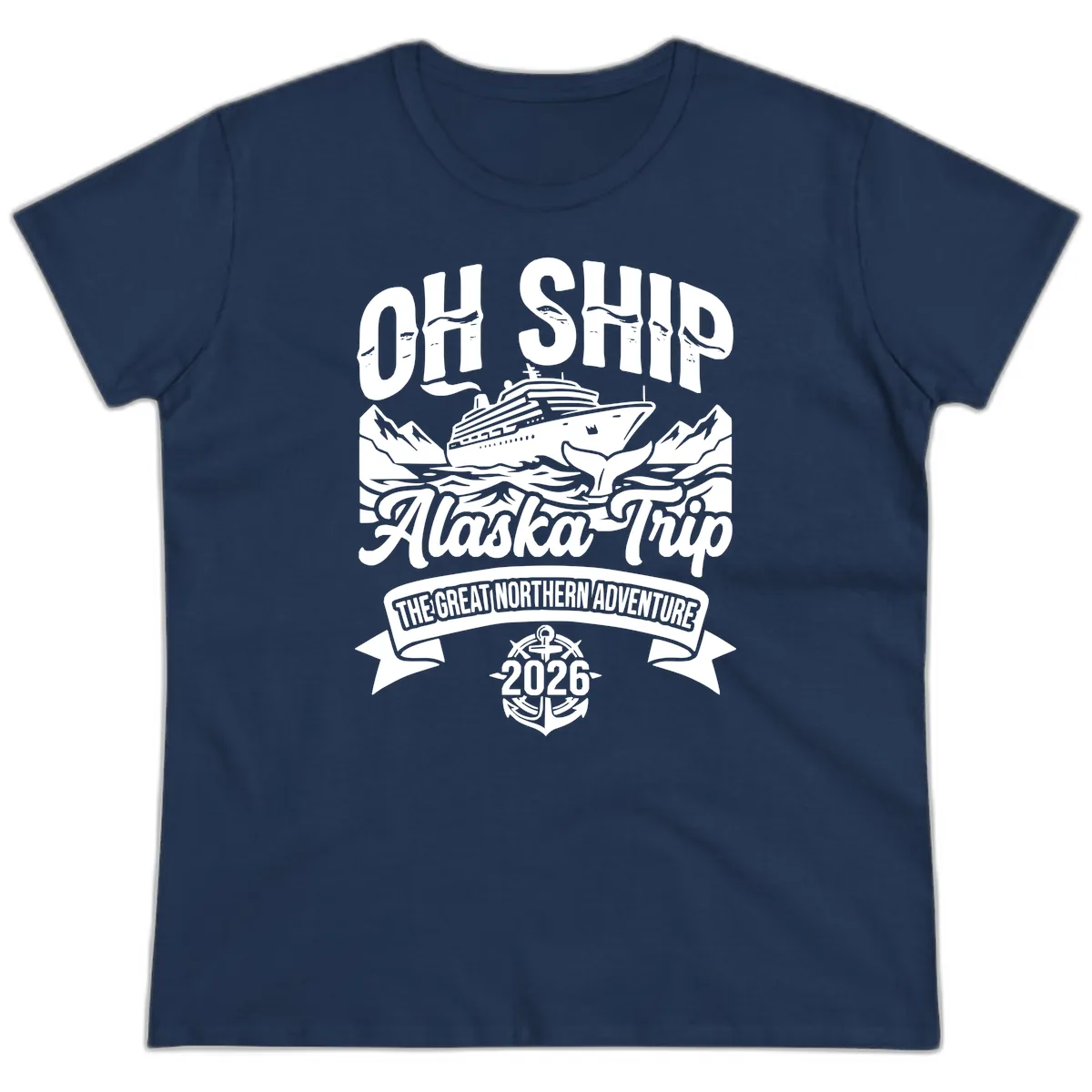 Off Ship Alaska Trip Cruise Adventure Ladies Tee in Navy
