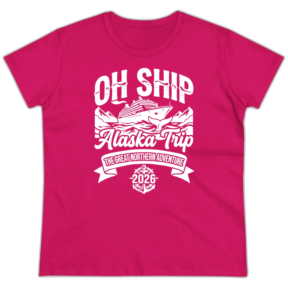 Off Ship Alaska Trip Cruise Adventure Ladies Tee in Heliconia
