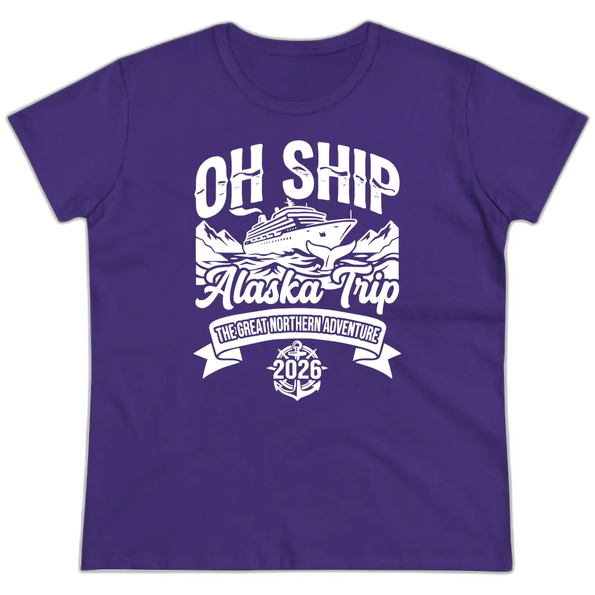 Off Ship Alaska Trip Cruise Adventure Ladies Tee in Purple