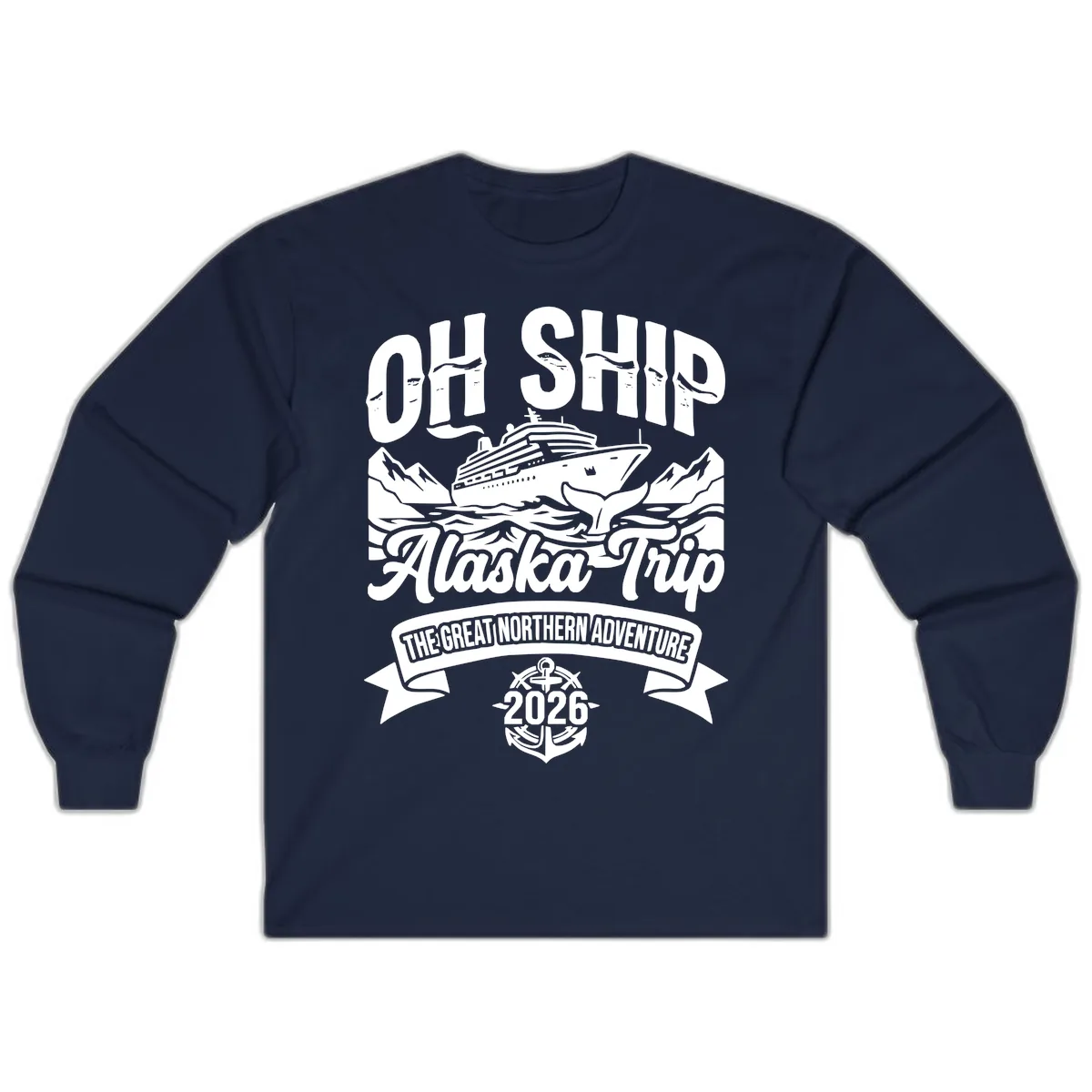 Off Ship Alaska Trip Cruise Adventure Long Sleeve in Navy
