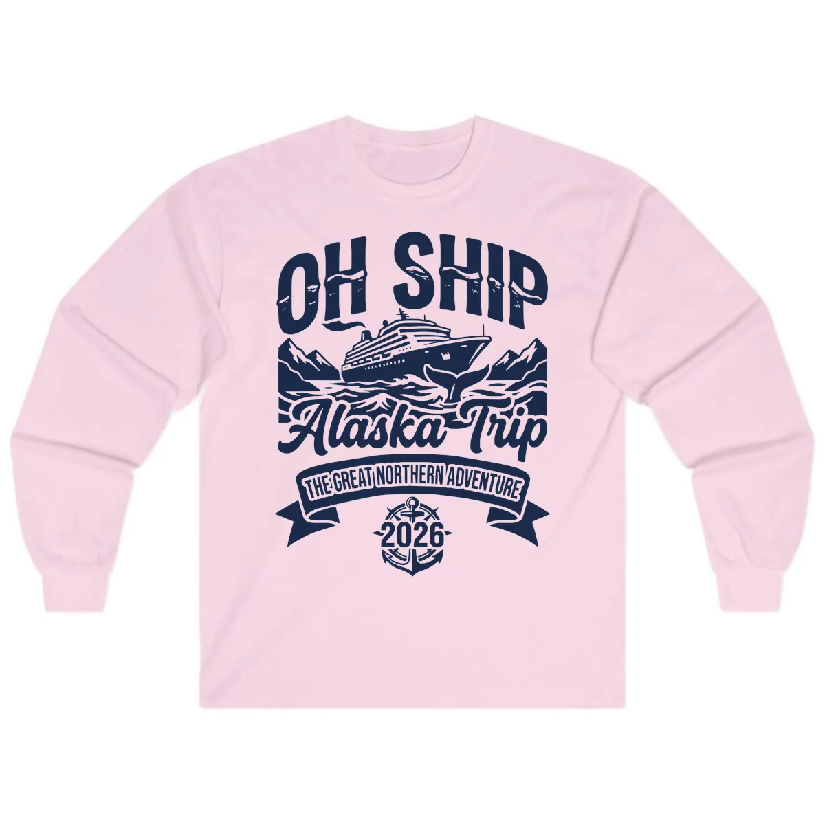 Off Ship Alaska Trip Cruise Adventure Long Sleeve in Light Pink