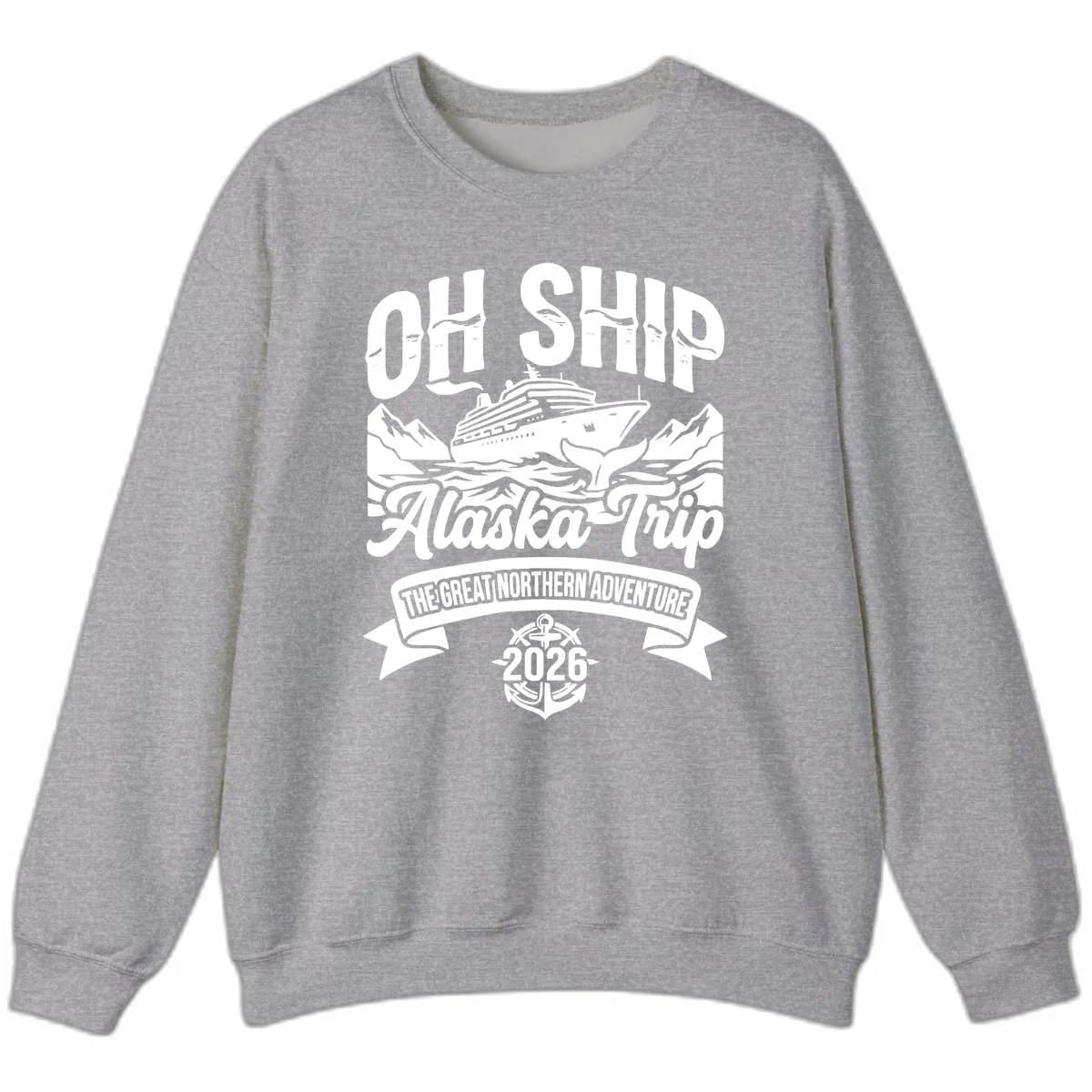 Off Ship Alaska Trip Cruise Adventure Sweatshirt in Sport Grey