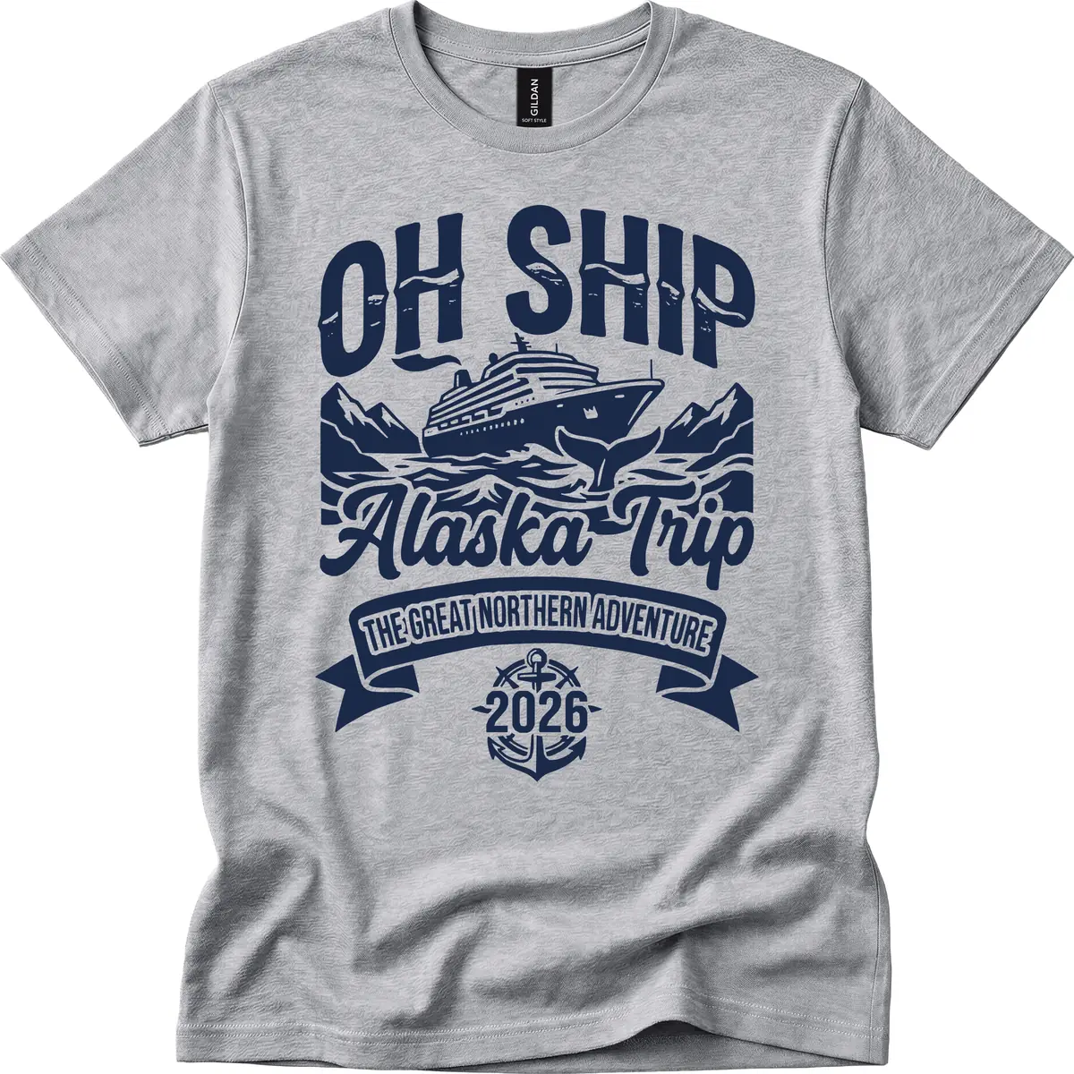 Off Ship Alaska Trip Cruise Adventure T-Shirt in Sport Grey