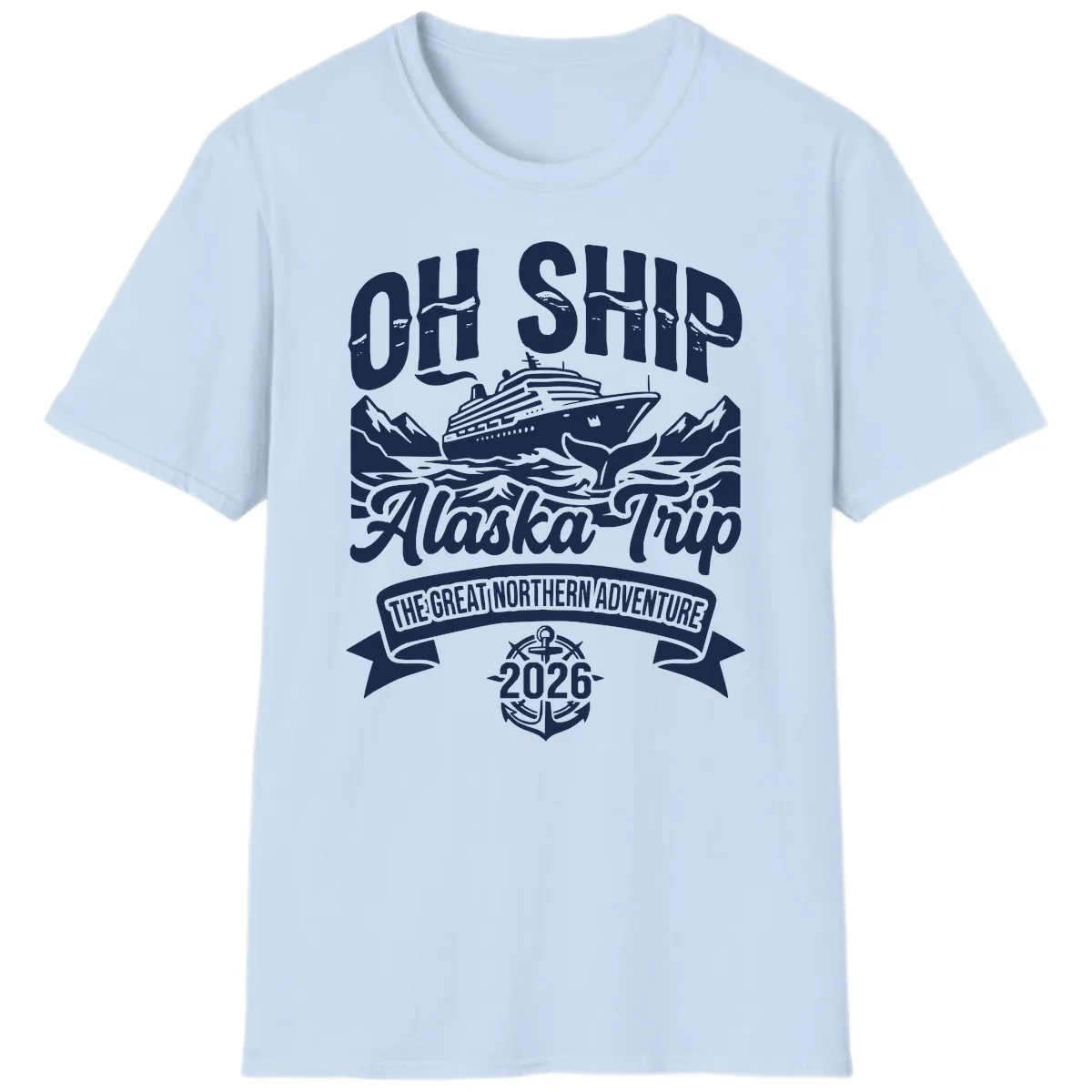 Off Ship Alaska Trip Cruise Adventure T-Shirt in Light Blue