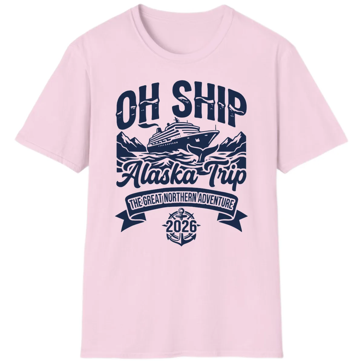 Off Ship Alaska Trip Cruise Adventure T-Shirt in Light Pink