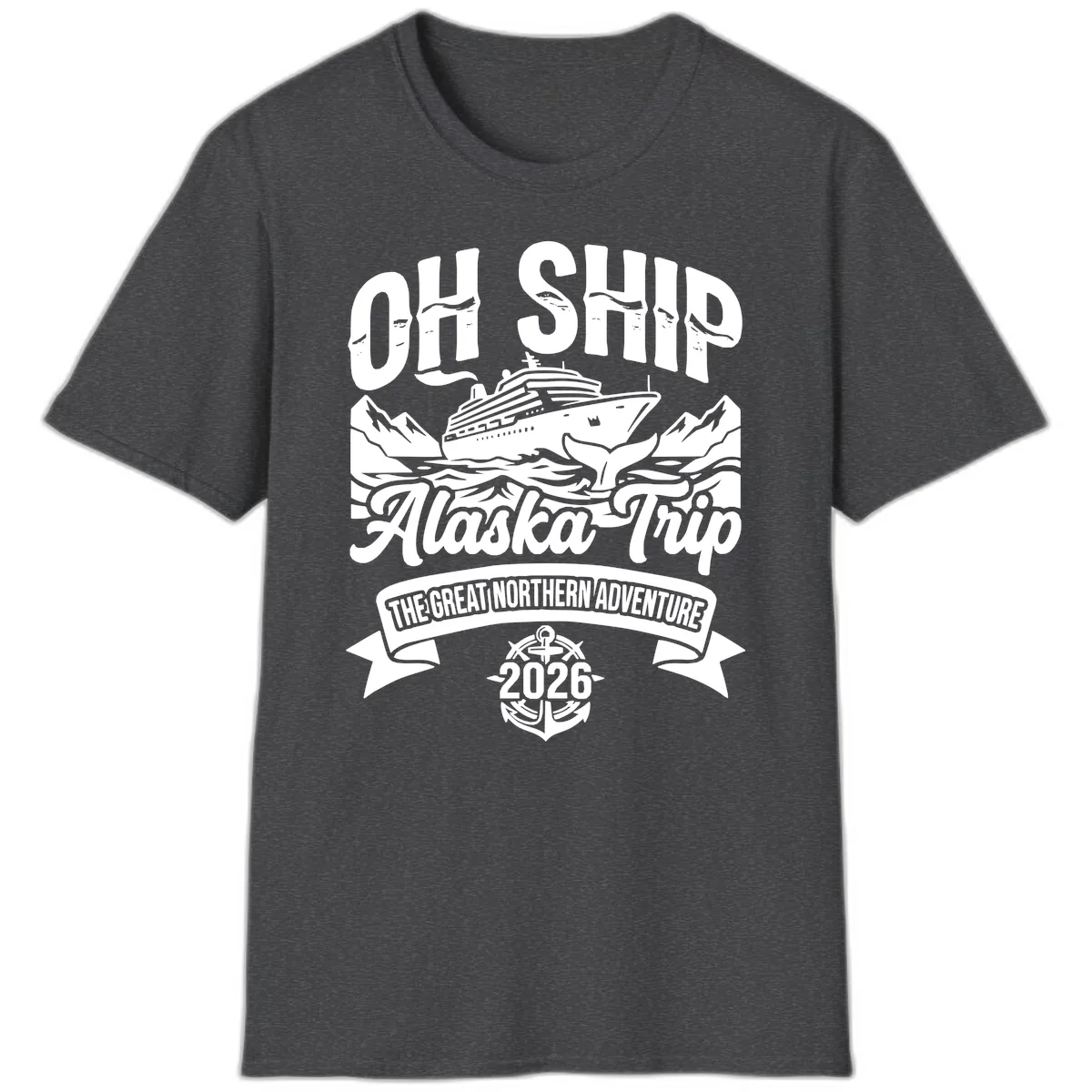 Off Ship Alaska Trip Cruise Adventure T-Shirt in Dark Heather