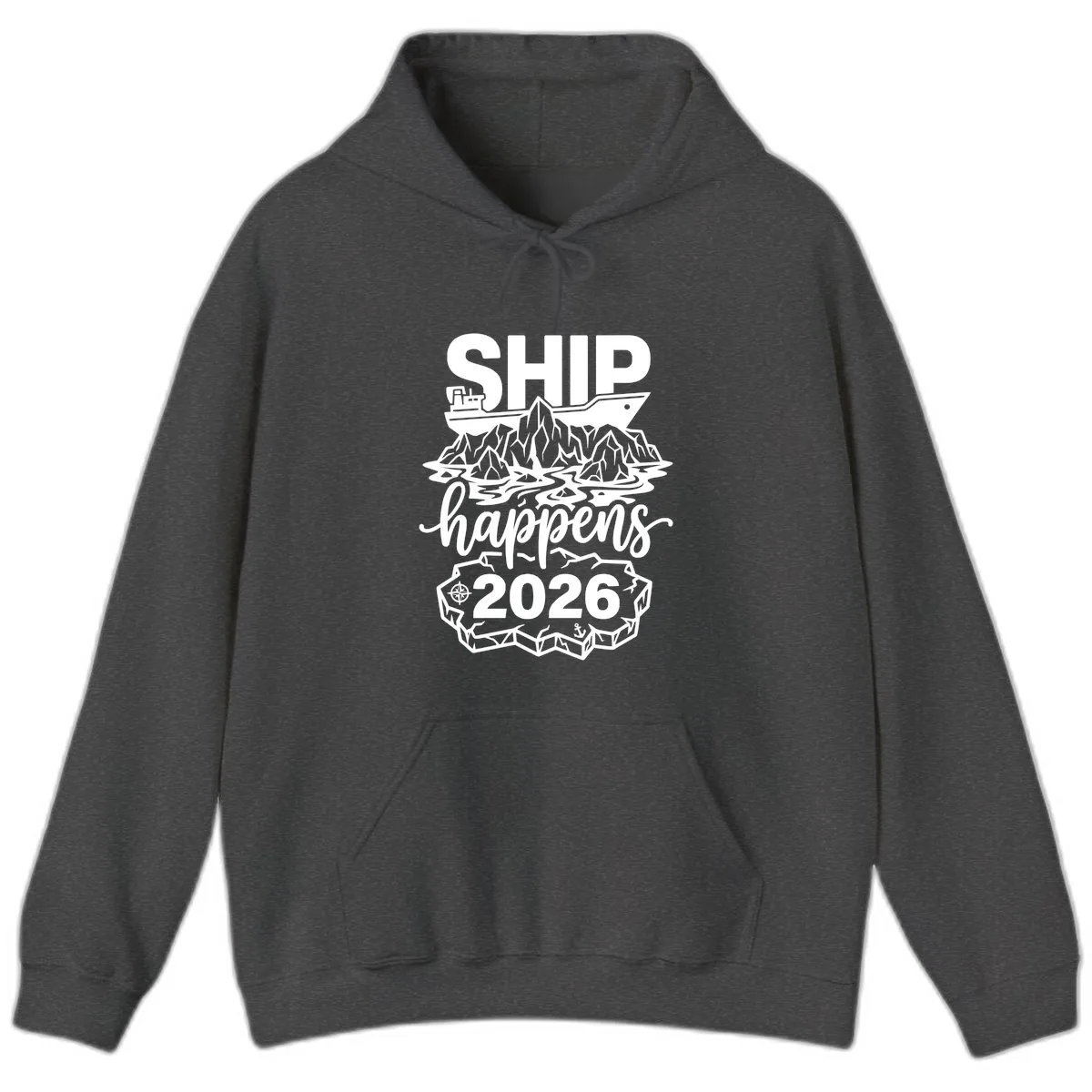 Ship Happens Alaska Cruise 2026 Hoodie in Dark Heather
