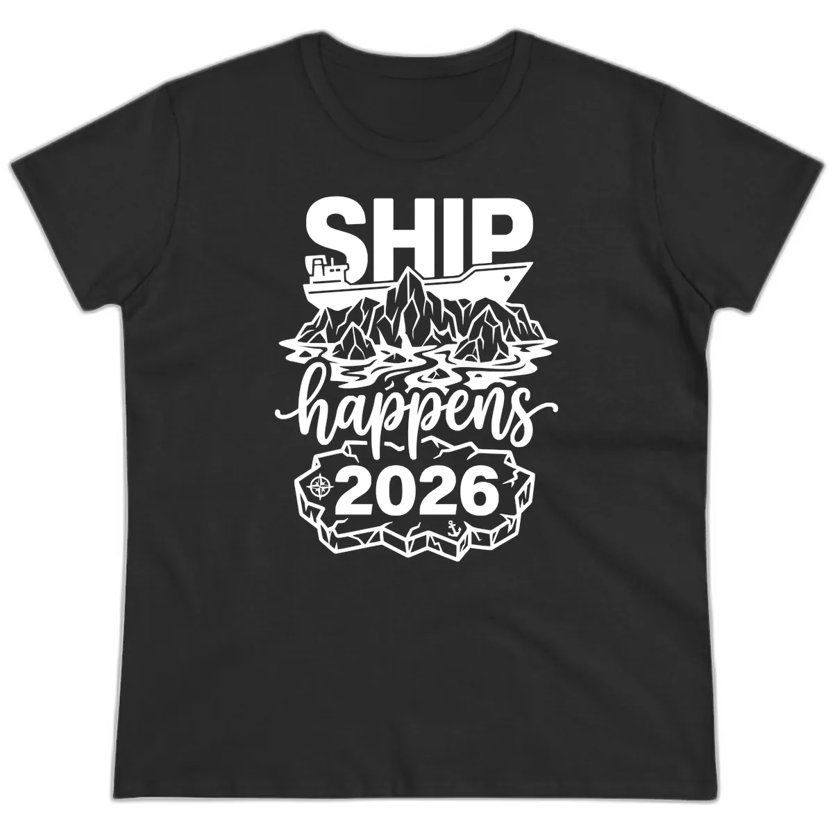 Ship Happens Alaska Cruise 2026 Ladies Tee in Black