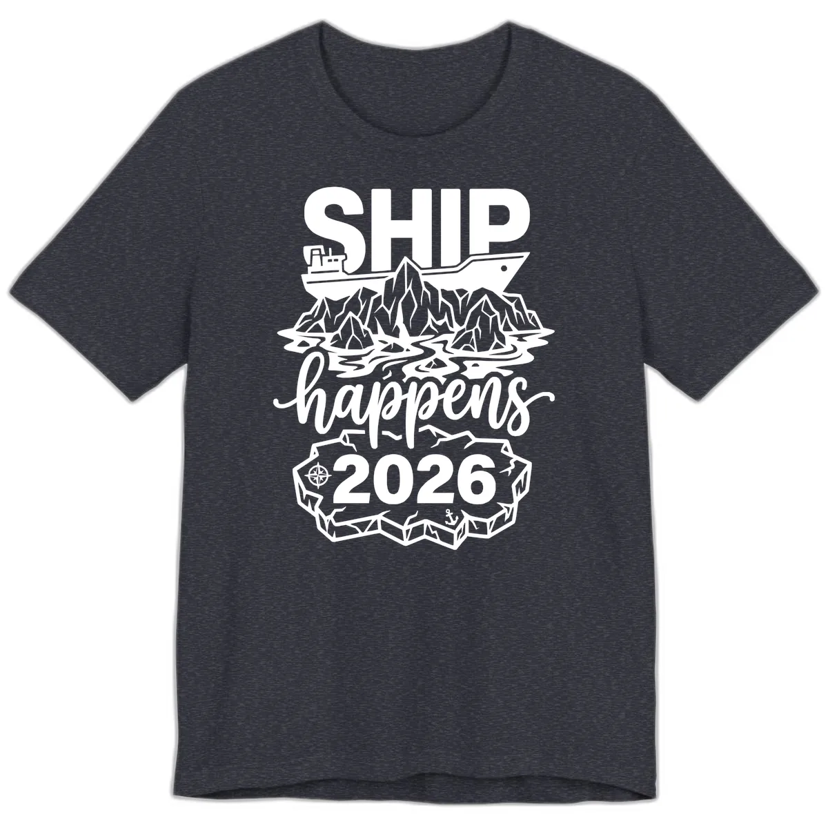Ship Happens Alaska Cruise 2026 Premium T-Shirt in Heather Navy