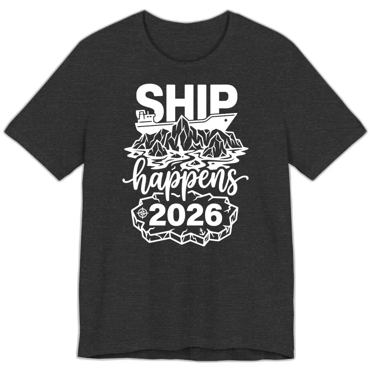 Ship Happens Alaska Cruise 2026 Premium T-Shirt in Dark Grey Heather