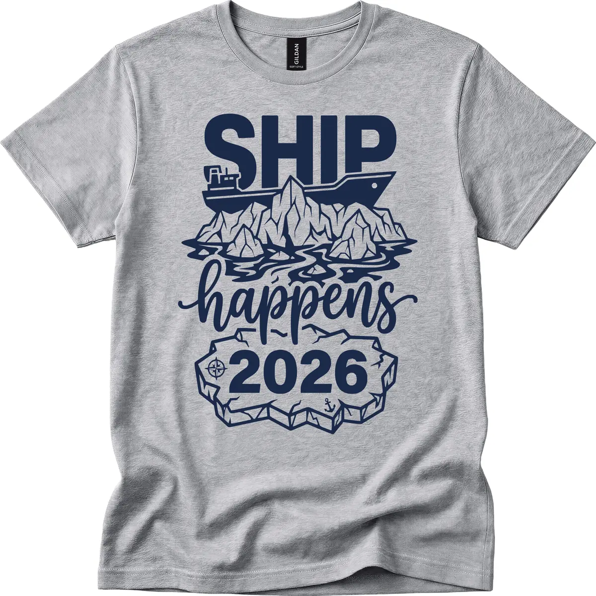 Ship Happens Alaska Cruise 2026 T-Shirt in Sport Grey