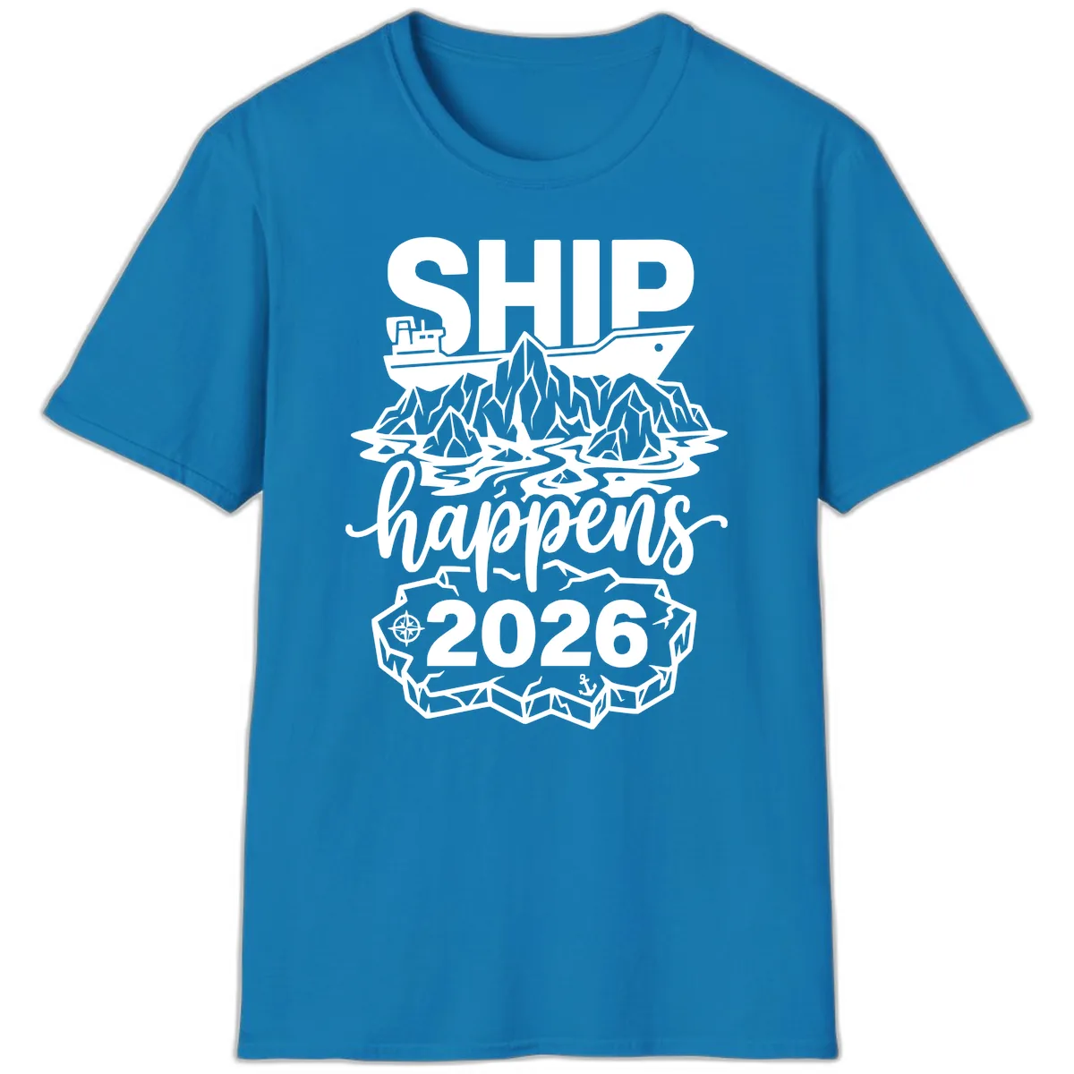 Ship Happens Alaska Cruise 2026 T-Shirt in Sapphire