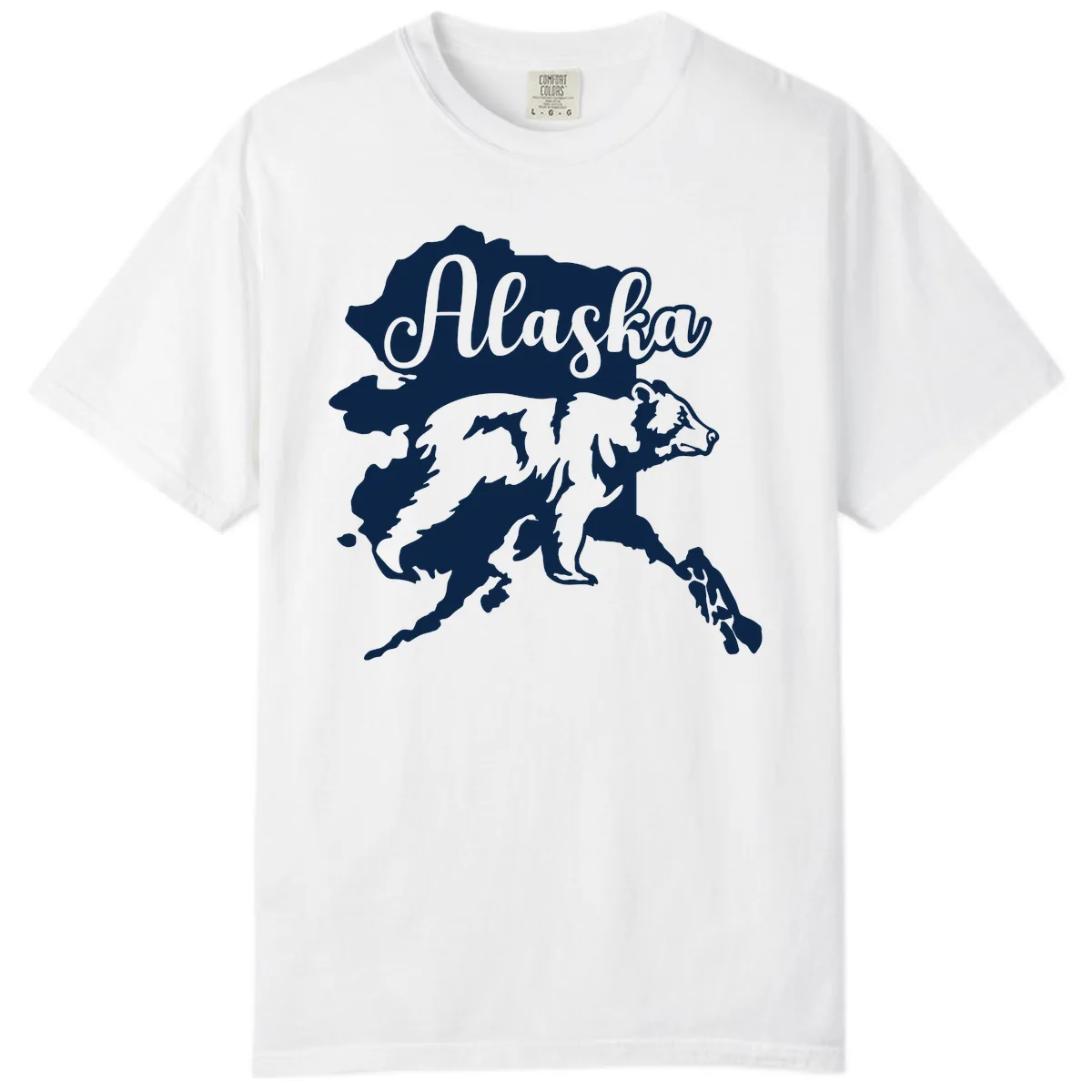 Alaska Bear Map Design Comfort Color in White
