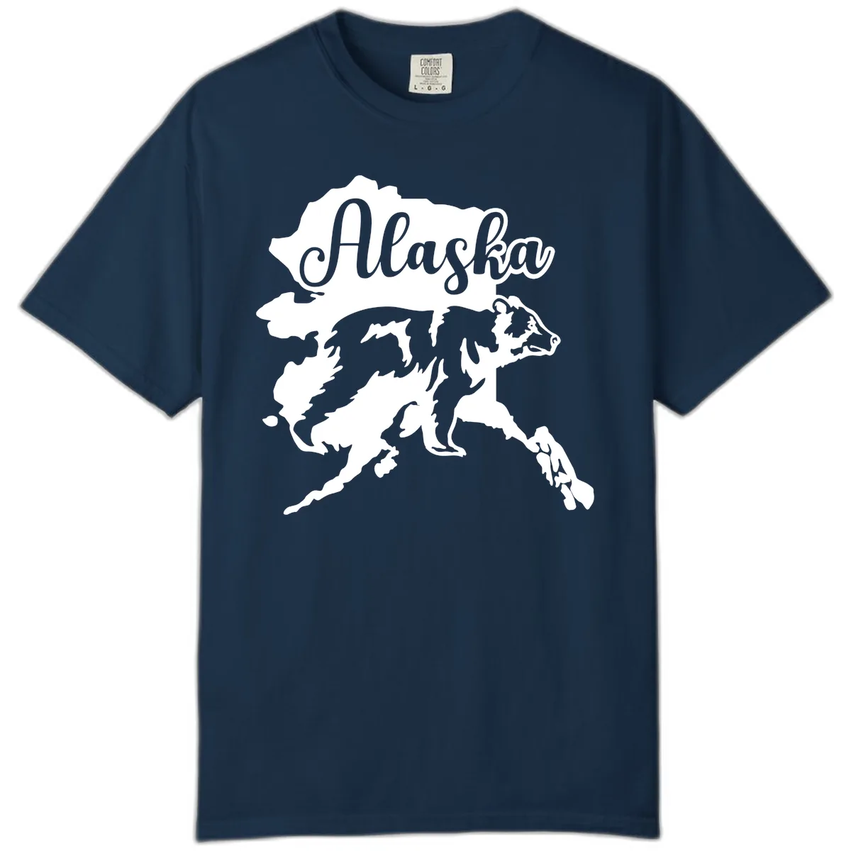 Alaska Bear Map Design Comfort Color in True Navy