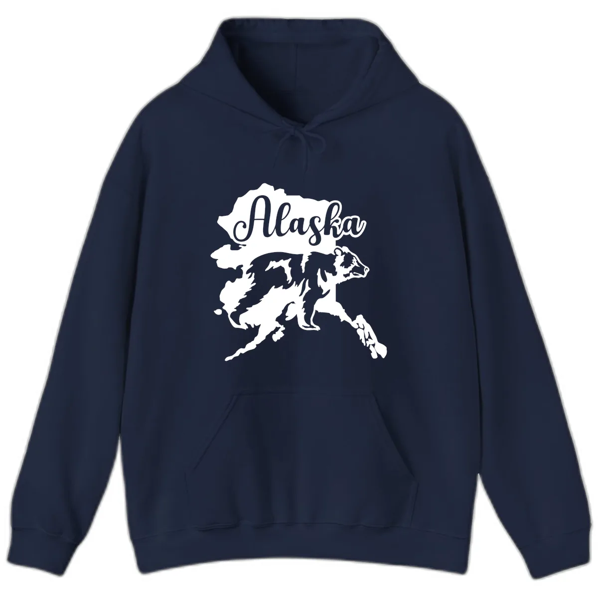 Alaska Bear Map Design Hoodie in Navy