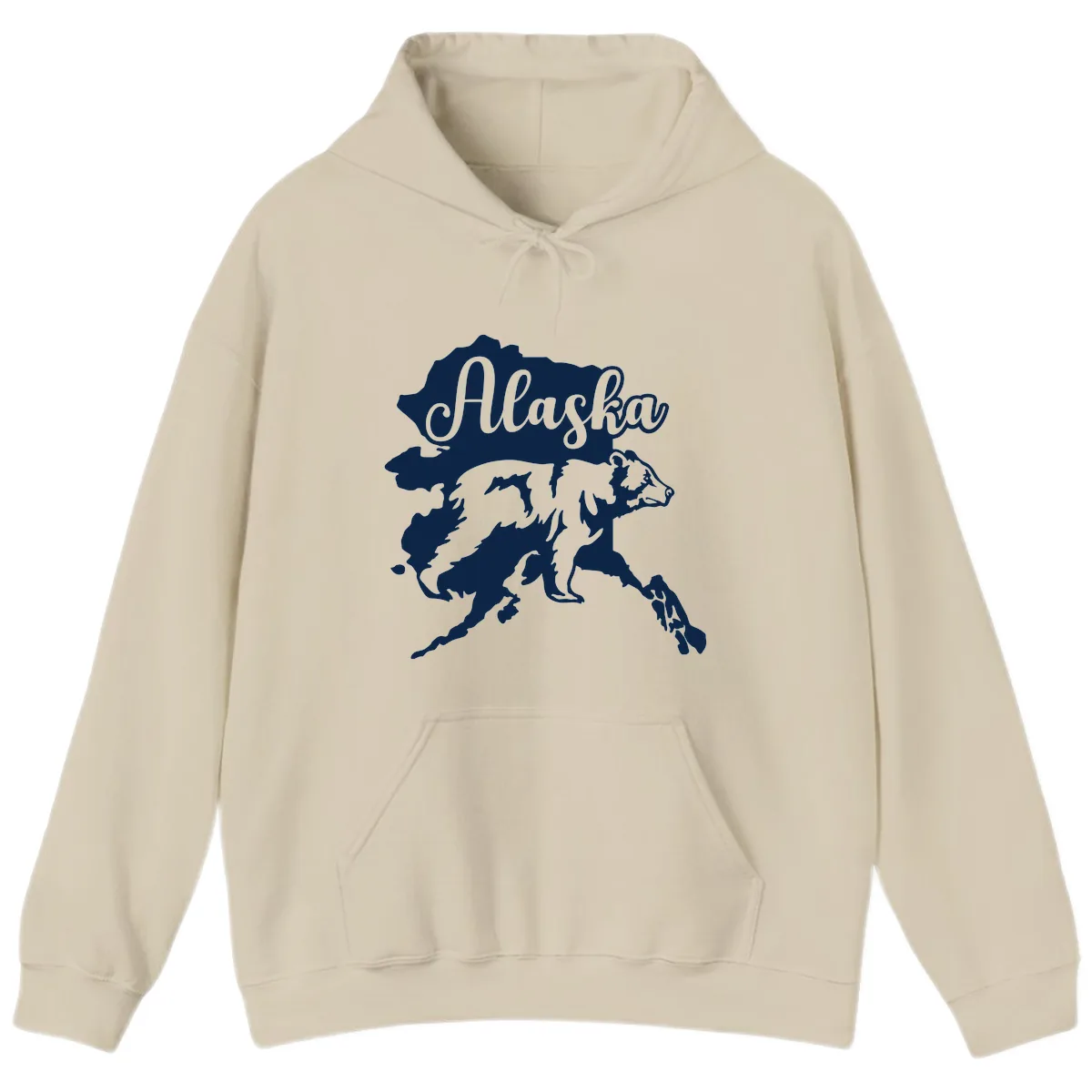 Alaska Bear Map Design Hoodie in Sand