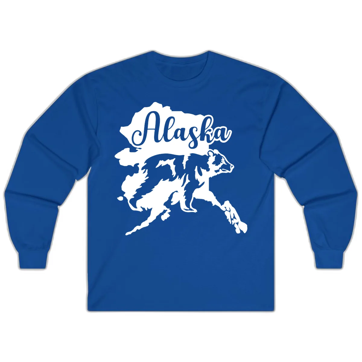 Alaska Bear Map Design Long Sleeve in Royal
