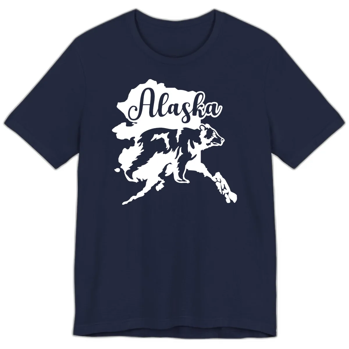 Alaska Bear Map Design Premium T-Shirt in Navy