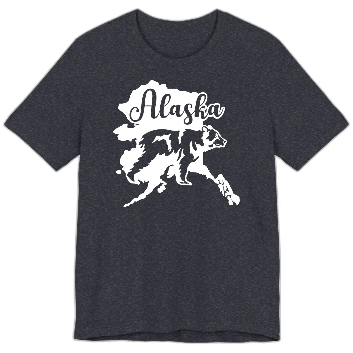 Alaska Bear Map Design Premium T-Shirt in Heather Navy