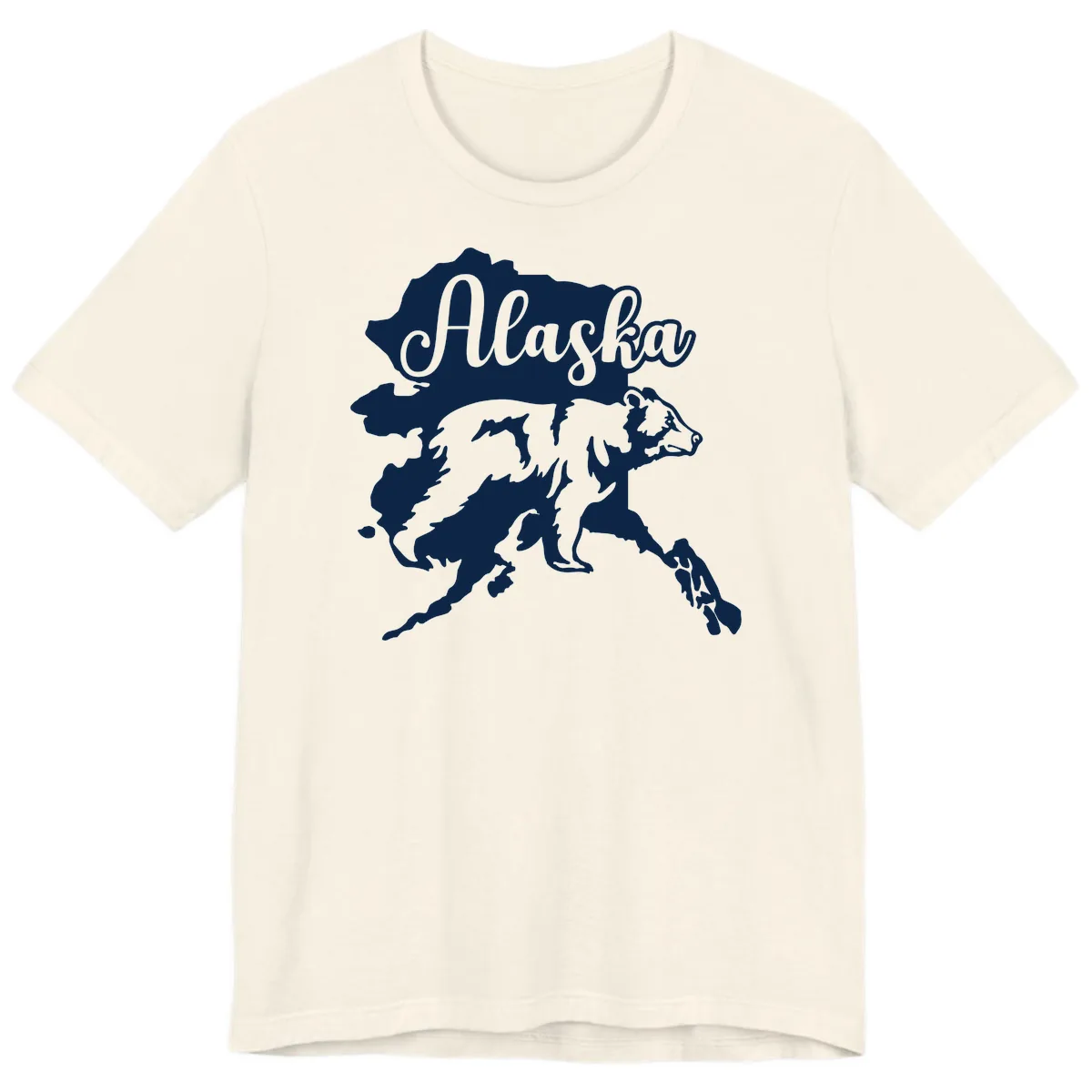 Alaska Bear Map Design Premium T-Shirt in Natural