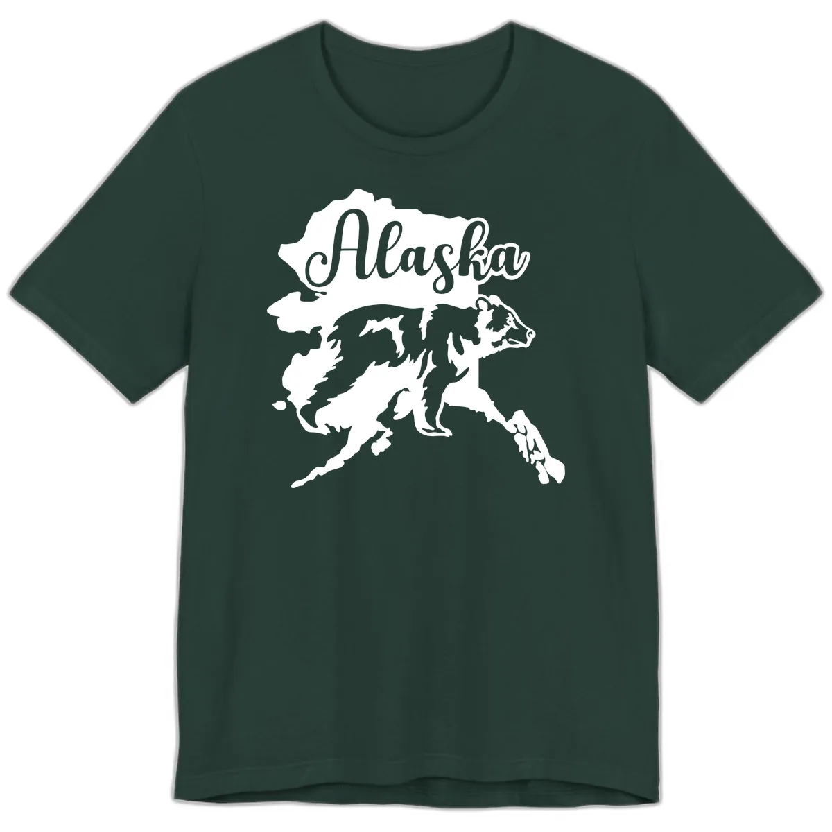 Alaska Bear Map Design Premium T-Shirt in Forest