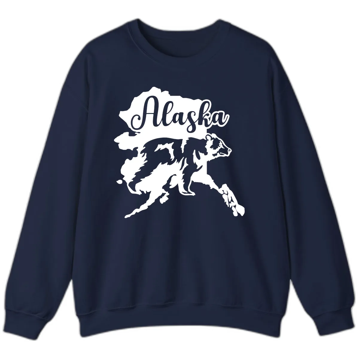 Alaska Bear Map Design Sweatshirt in Navy