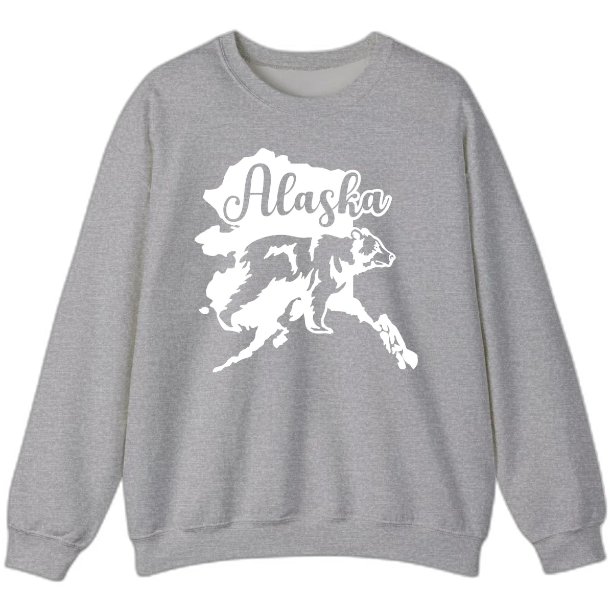 Alaska Bear Map Design Sweatshirt in Sport Grey