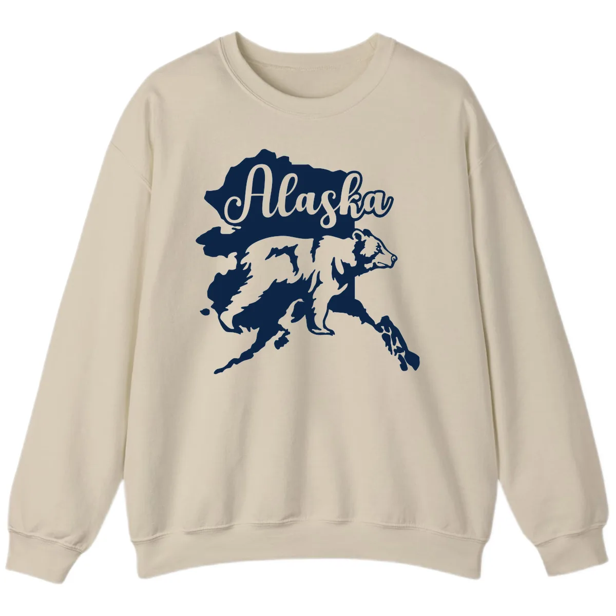 Alaska Bear Map Design Sweatshirt in Sand