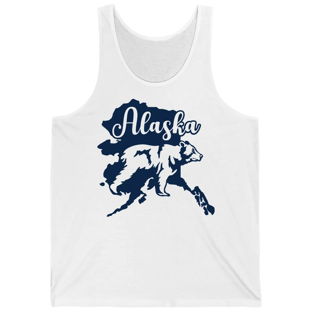 Alaska Bear Map Design Tank in White
