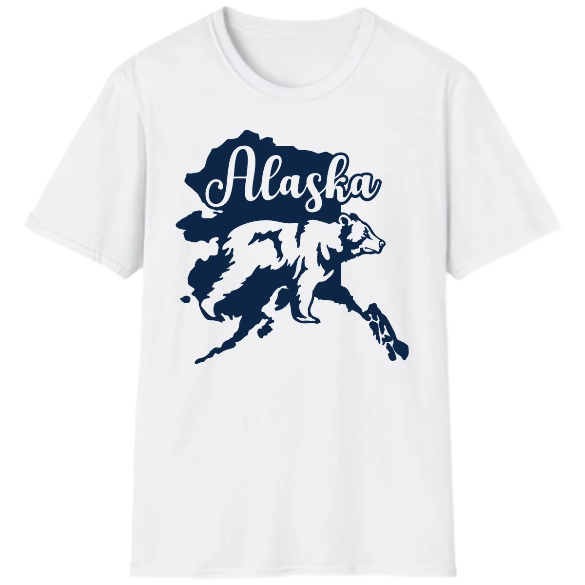 Alaska Bear Map Design T-Shirt in White