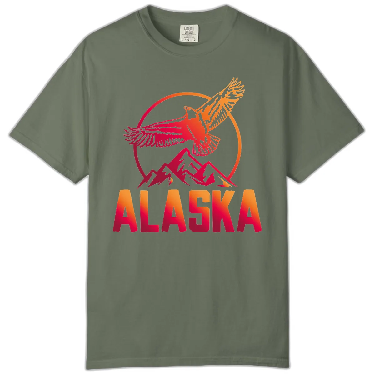 Soaring Eagle Alaska Mountains Comfort Color in Moss