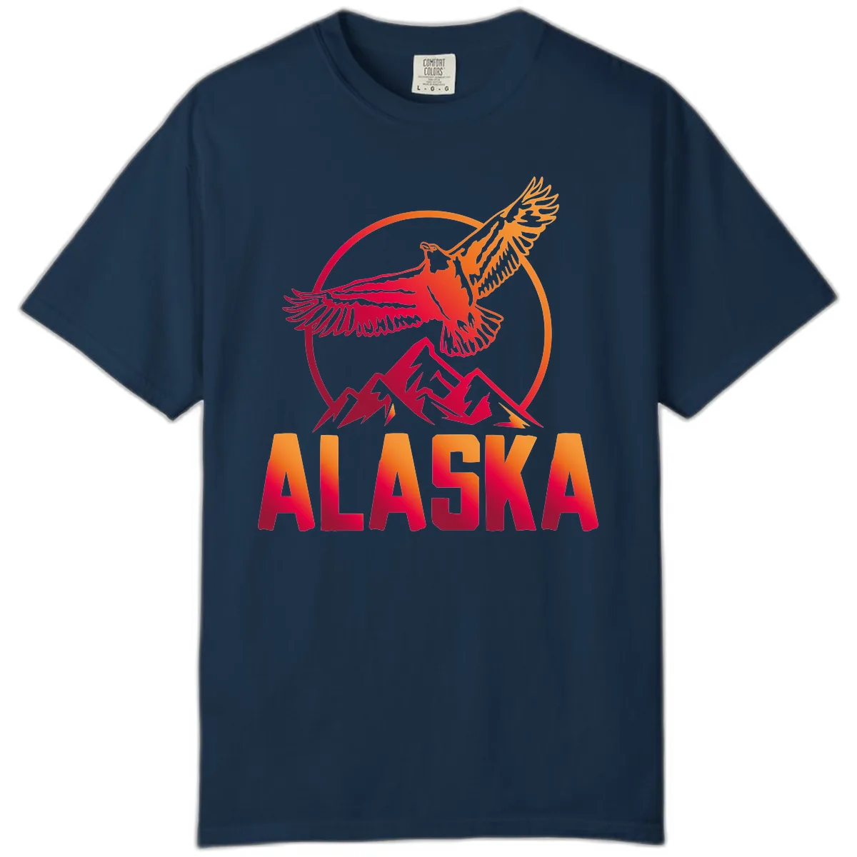 Soaring Eagle Alaska Mountains Comfort Color in True Navy