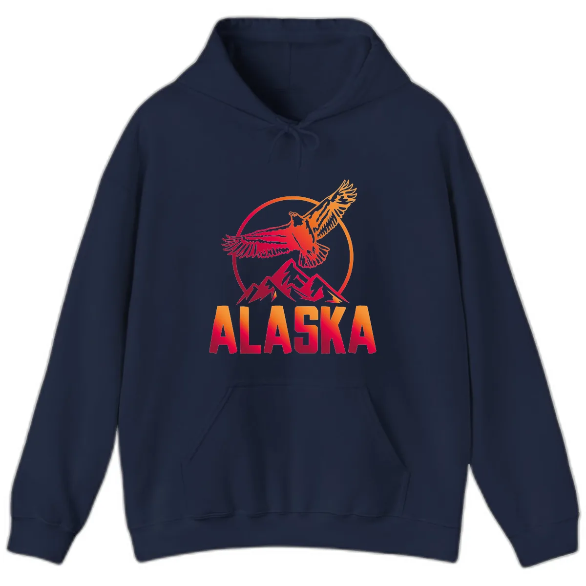 Soaring Eagle Alaska Mountains Hoodie in Navy
