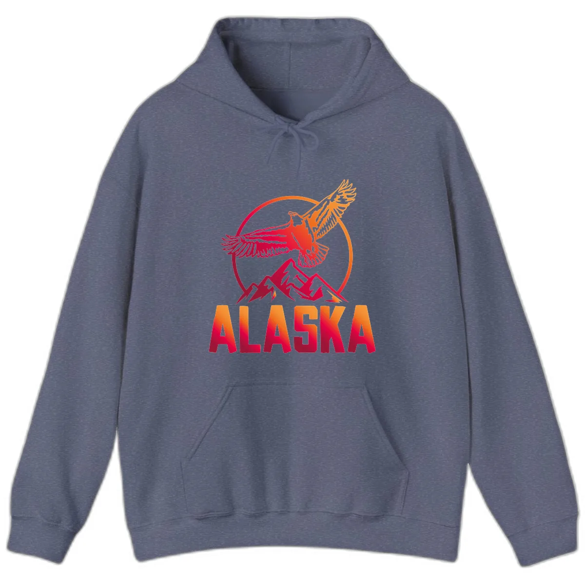 Soaring Eagle Alaska Mountains Hoodie in Heather Navy