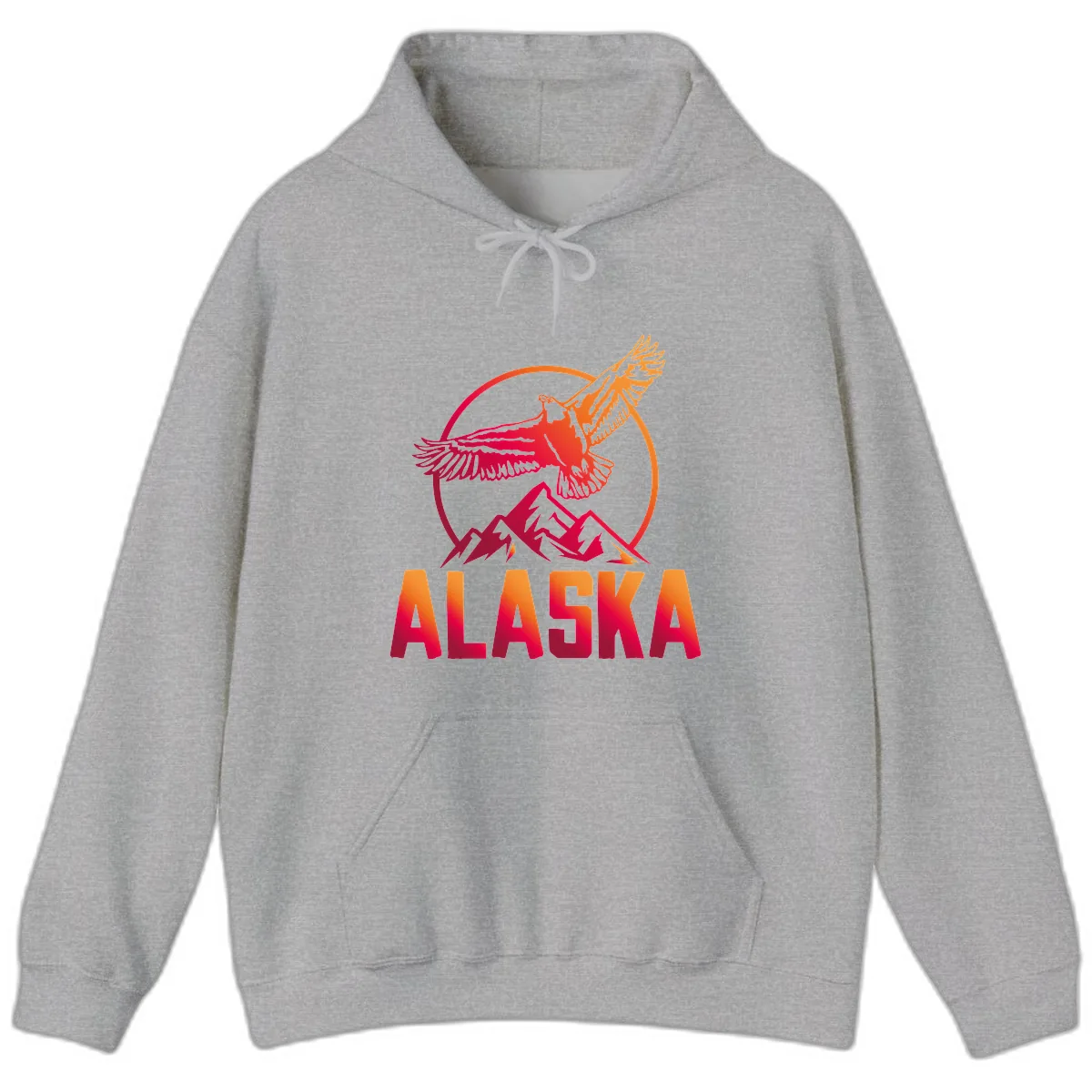 Soaring Eagle Alaska Mountains Hoodie in Sport Grey