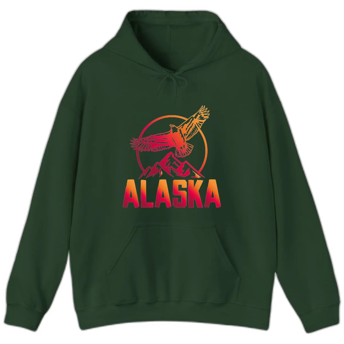 Soaring Eagle Alaska Mountains Hoodie in Forest Green