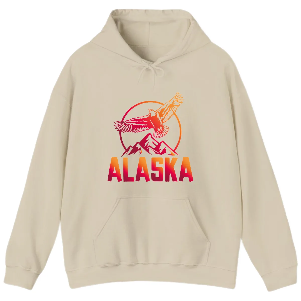 Soaring Eagle Alaska Mountains Hoodie in Sand