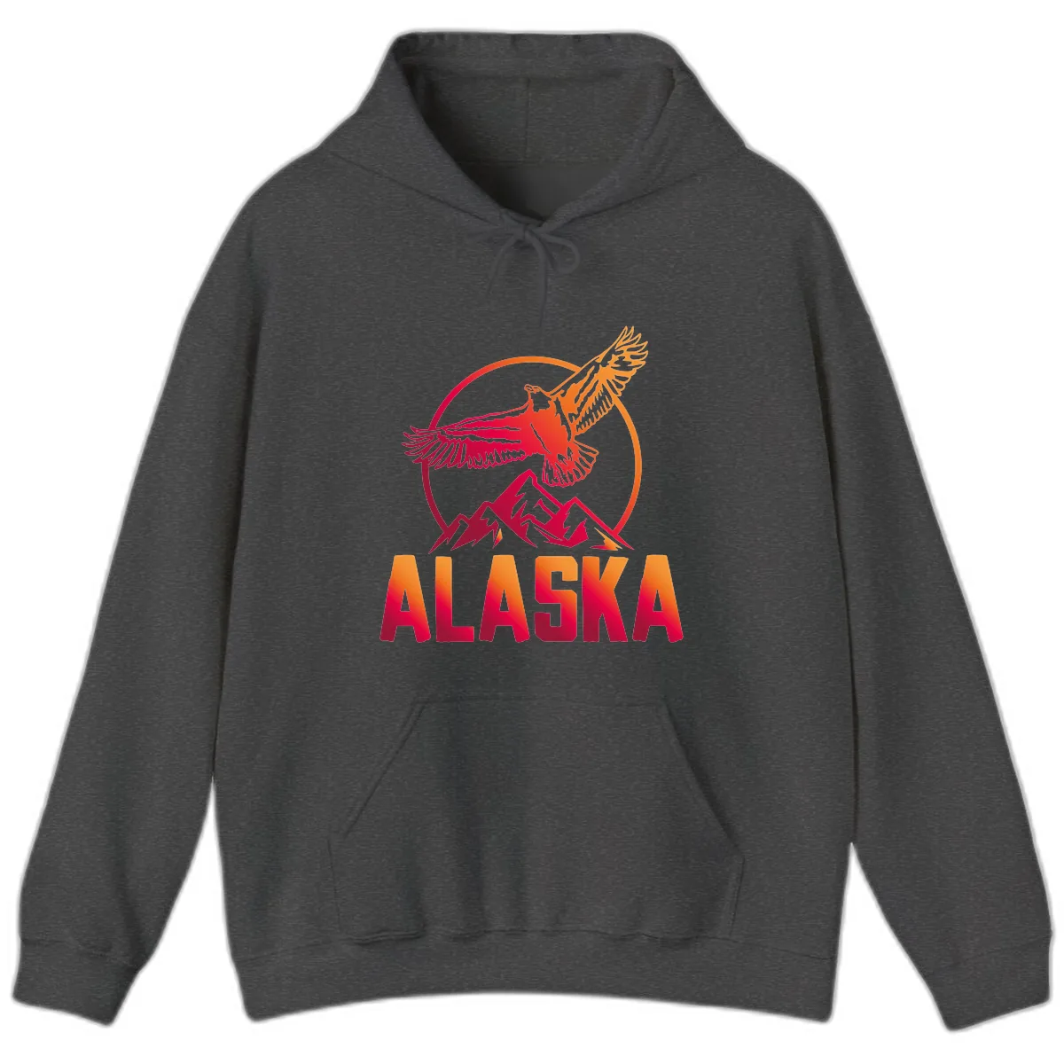 Soaring Eagle Alaska Mountains Hoodie in Dark Heather