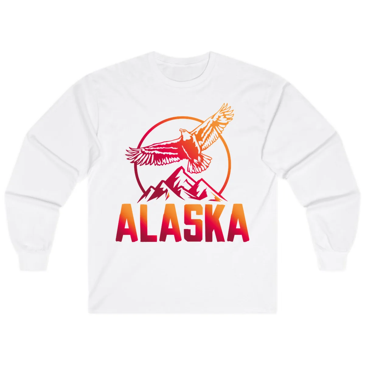 Soaring Eagle Alaska Mountains Long Sleeve in White