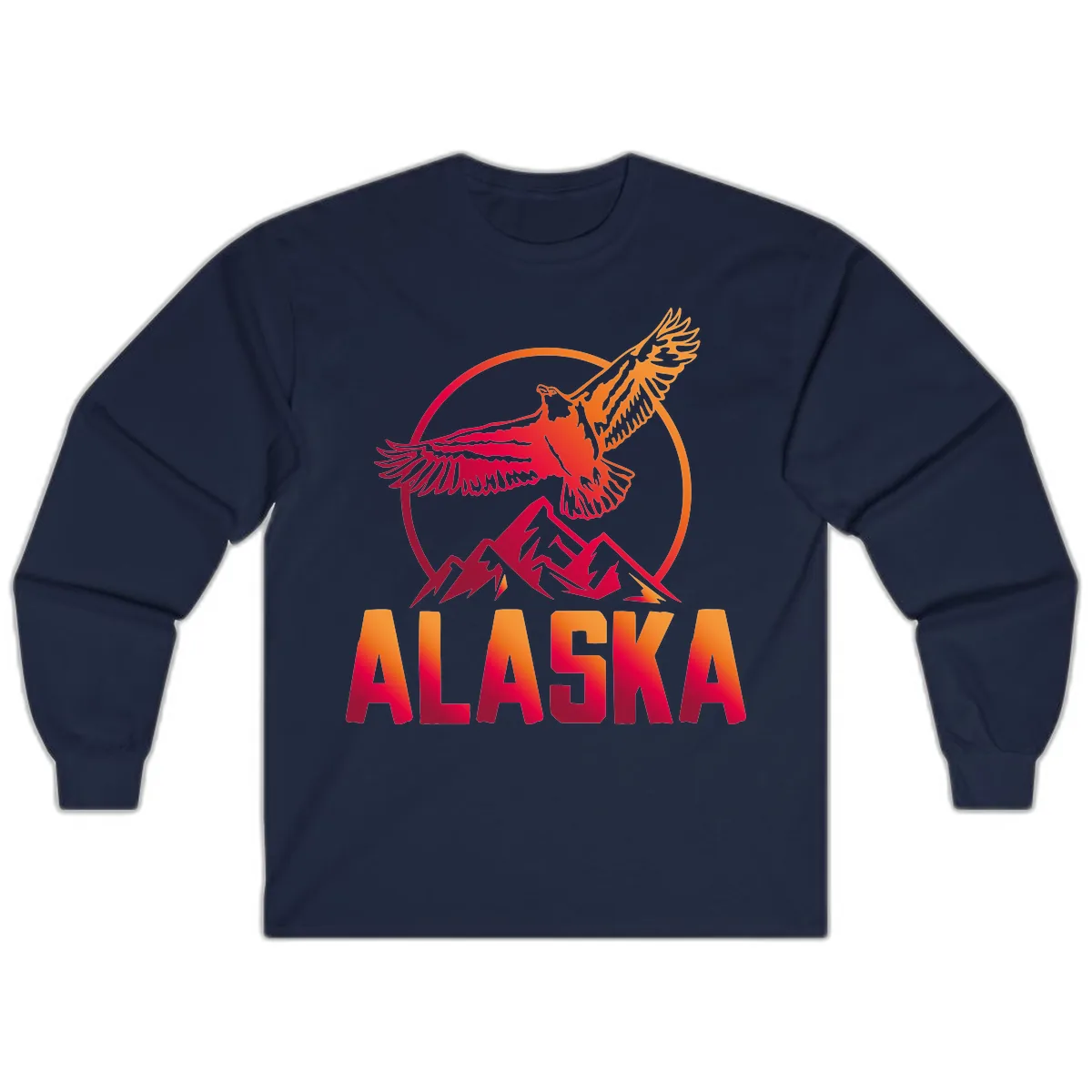 Soaring Eagle Alaska Mountains Long Sleeve in Navy