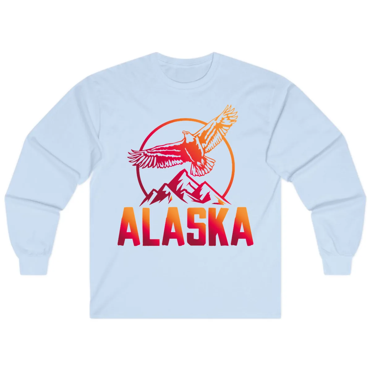Soaring Eagle Alaska Mountains Long Sleeve in Light Blue