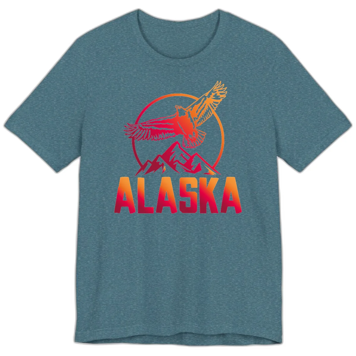 Soaring Eagle Alaska Mountains Premium T-Shirt in Heather Deep Teal